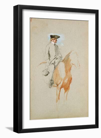 Horseman with a Tricorn Hat (W/C, Pen and Ink)-Jean-Louis Ernest Meissonier-Framed Giclee Print