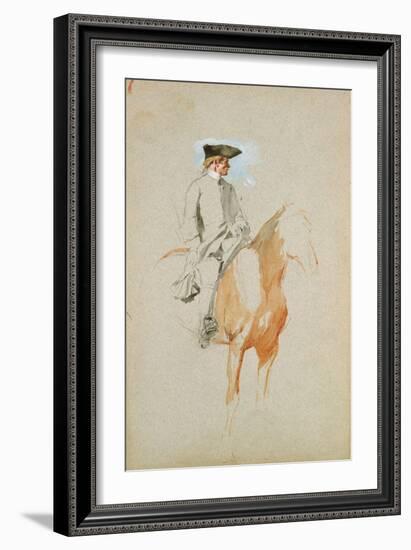 Horseman with a Tricorn Hat (W/C, Pen and Ink)-Jean-Louis Ernest Meissonier-Framed Giclee Print