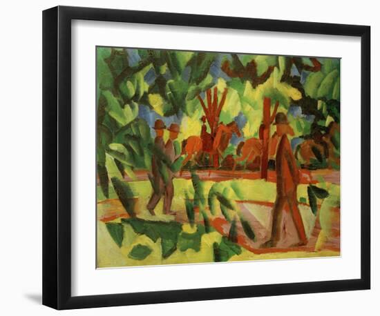 Horsemen and Walkers in the Avenue-Auguste Macke-Framed Giclee Print