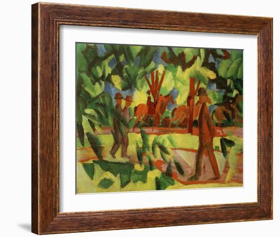 Horsemen and Walkers in the Avenue-Auguste Macke-Framed Giclee Print