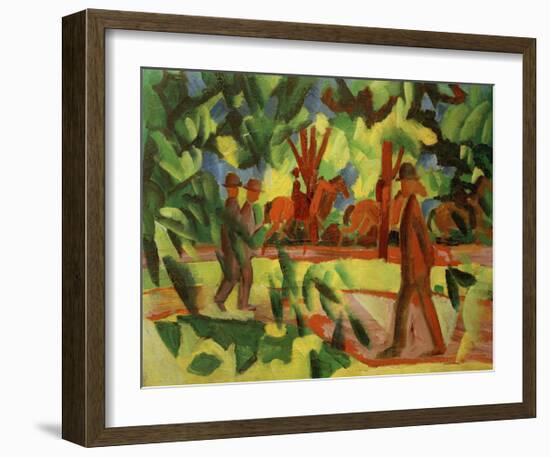 Horsemen and Walkers in the Avenue-Auguste Macke-Framed Giclee Print