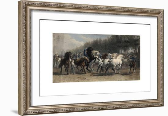 Horsemen Leading a Large Number of Horses in a Ring for Sale-Rosa Bonheur-Framed Premium Giclee Print