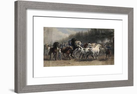 Horsemen Leading a Large Number of Horses in a Ring for Sale-Rosa Bonheur-Framed Premium Giclee Print