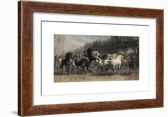 Horsemen Leading a Large Number of Horses in a Ring for Sale-Rosa Bonheur-Framed Premium Giclee Print