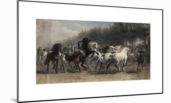 Horsemen Leading a Large Number of Horses in a Ring for Sale-Rosa Bonheur-Mounted Premium Giclee Print