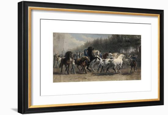 Horsemen Leading a Large Number of Horses in a Ring for Sale-Rosa Bonheur-Framed Premium Giclee Print