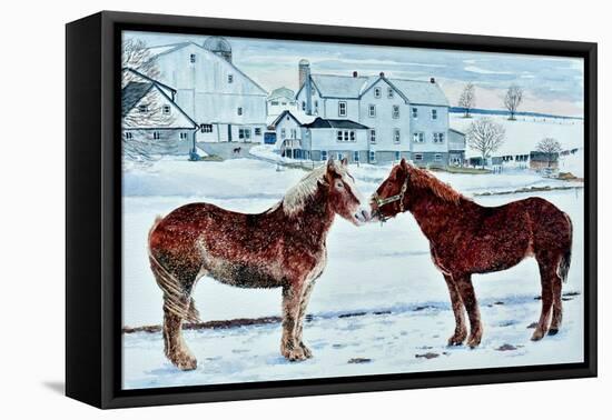 Horses, Amish Farm, Lancaster, Pa.-Anthony Butera-Framed Premier Image Canvas