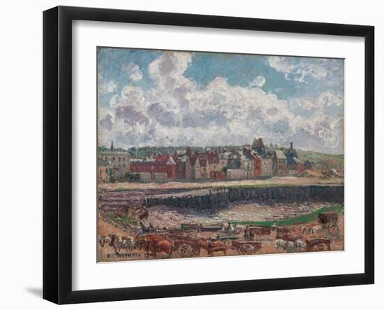 Horses and Carts in Front of the Fishing Harbour-Camille Pissarro-Framed Giclee Print