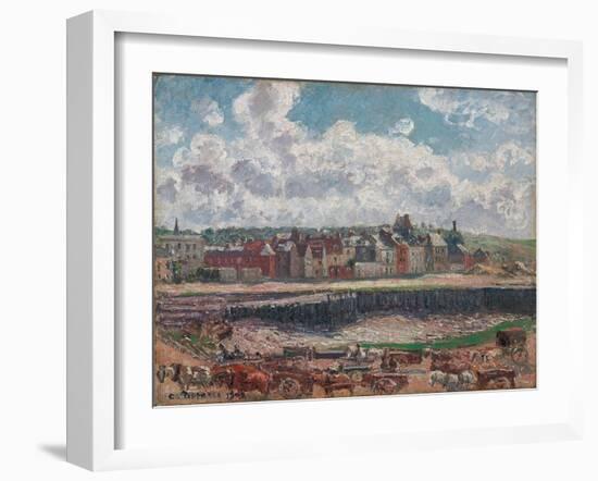 Horses and Carts in Front of the Fishing Harbour-Camille Pissarro-Framed Giclee Print