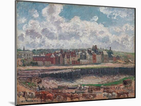 Horses and Carts in Front of the Fishing Harbour-Camille Pissarro-Mounted Giclee Print