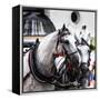 Horses and Carts on the Market in Krakow, Poland.-Curioso Travel Photography-Framed Premier Image Canvas