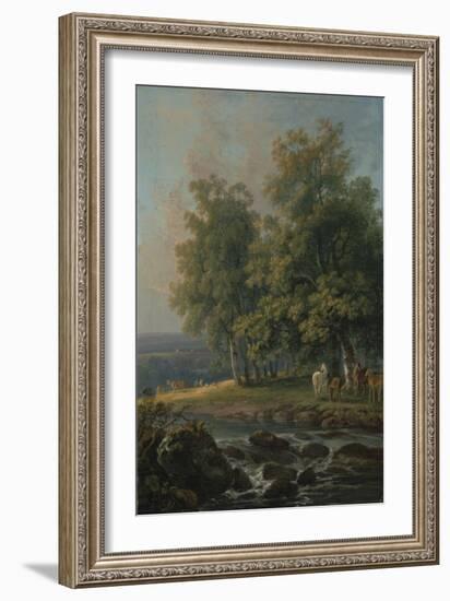 Horses and Cattle by a River, 1777-George the Elder Barret-Framed Giclee Print