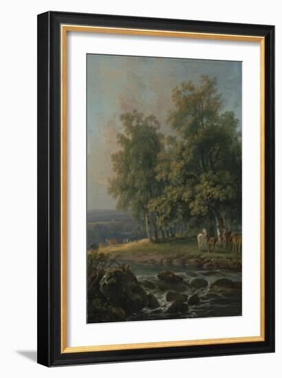 Horses and Cattle by a River, 1777-George the Elder Barret-Framed Giclee Print