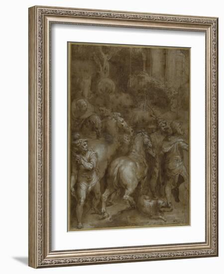 Horses and Men, Facing Right-Taddeo Zuccaro-Framed Giclee Print