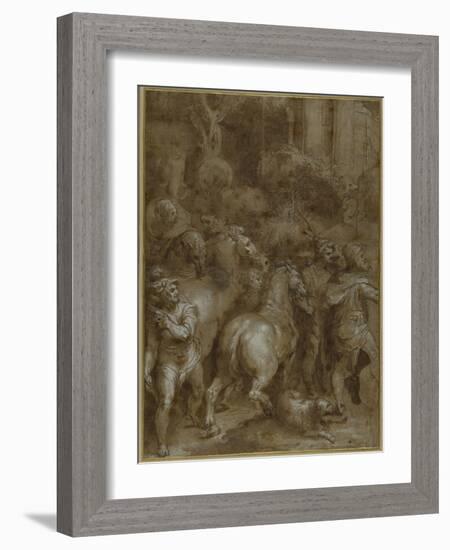 Horses and Men, Facing Right-Taddeo Zuccaro-Framed Giclee Print