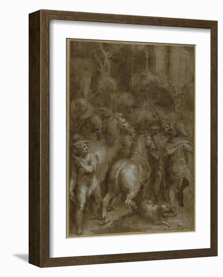 Horses and Men, Facing Right-Taddeo Zuccaro-Framed Giclee Print