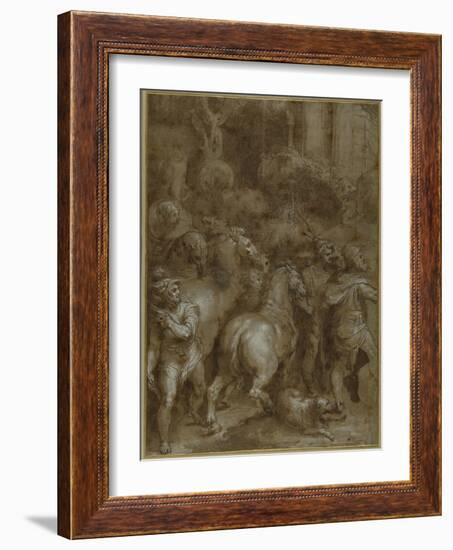 Horses and Men, Facing Right-Taddeo Zuccaro-Framed Giclee Print