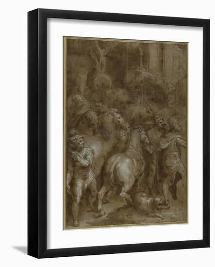 Horses and Men, Facing Right-Taddeo Zuccaro-Framed Giclee Print