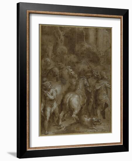 Horses and Men, Facing Right-Taddeo Zuccaro-Framed Giclee Print