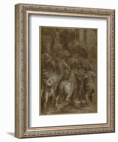 Horses and Men, Facing Right-Taddeo Zuccaro-Framed Giclee Print