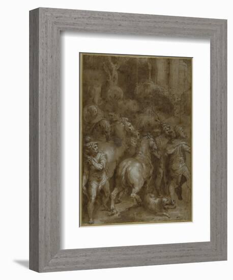 Horses and Men, Facing Right-Taddeo Zuccaro-Framed Giclee Print