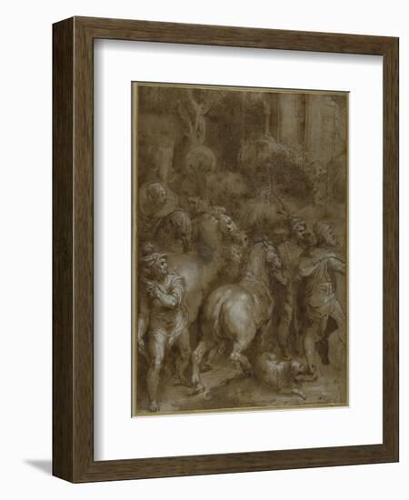 Horses and Men, Facing Right-Taddeo Zuccaro-Framed Giclee Print