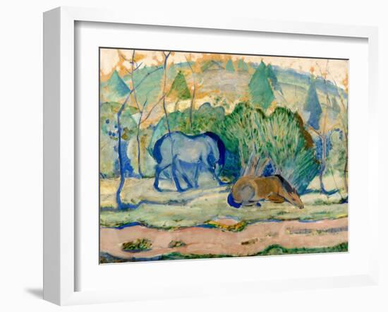 Horses at Pasture (Horses in a Landscap)-Franz Marc-Framed Giclee Print