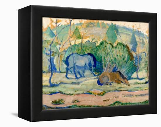 Horses at Pasture (Horses in a Landscap)-Franz Marc-Framed Premier Image Canvas