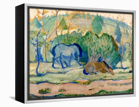 Horses at Pasture (Horses in a Landscap)-Franz Marc-Framed Premier Image Canvas