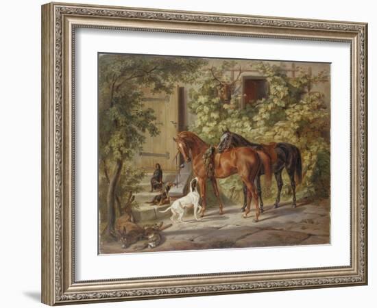 Horses at the Porch, 1843-Albrecht Adam-Framed Giclee Print