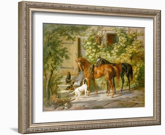 Horses at the Porch-Albrecht Adam-Framed Giclee Print