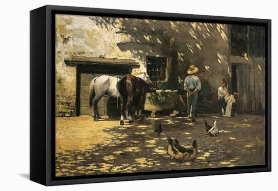 Horses at Water Trough, 1900-Luigi Serena-Framed Premier Image Canvas