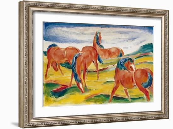 Horses grazing III (Weidende Pferde III). 1910-Franz Marc-Framed Giclee Print