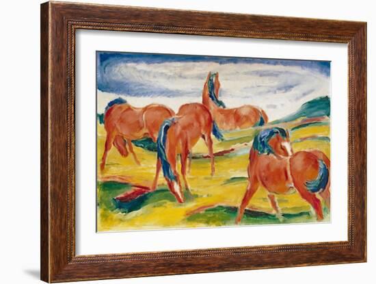 Horses grazing III (Weidende Pferde III). 1910-Franz Marc-Framed Giclee Print