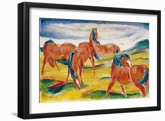 Horses grazing III (Weidende Pferde III). 1910-Franz Marc-Framed Giclee Print