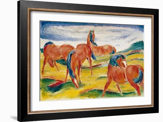 Horses grazing III (Weidende Pferde III). 1910-Franz Marc-Framed Giclee Print