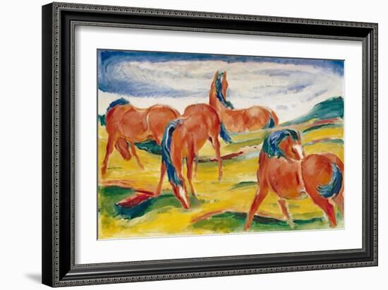 Horses grazing III (Weidende Pferde III). 1910-Franz Marc-Framed Giclee Print