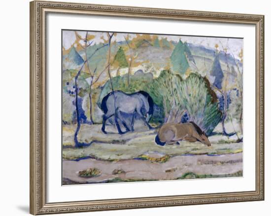 Horses in a Landscape-Franz Marc-Framed Giclee Print