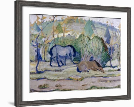 Horses in a Landscape-Franz Marc-Framed Giclee Print