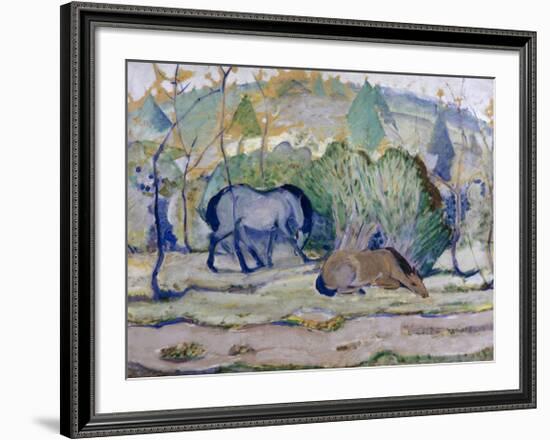 Horses in a Landscape-Franz Marc-Framed Giclee Print