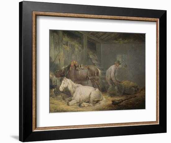 Horses in a Stable, 1791 (Oil on Canvas)-George Morland-Framed Giclee Print