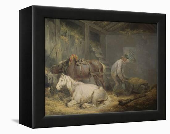 Horses in a Stable, 1791 (Oil on Canvas)-George Morland-Framed Premier Image Canvas