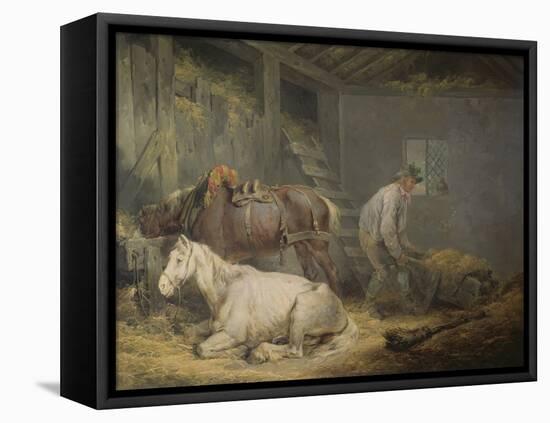 Horses in a Stable, 1791 (Oil on Canvas)-George Morland-Framed Premier Image Canvas