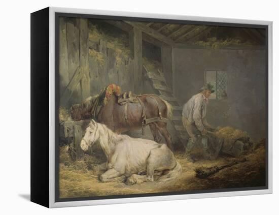 Horses in a Stable, 1791 (Oil on Canvas)-George Morland-Framed Premier Image Canvas