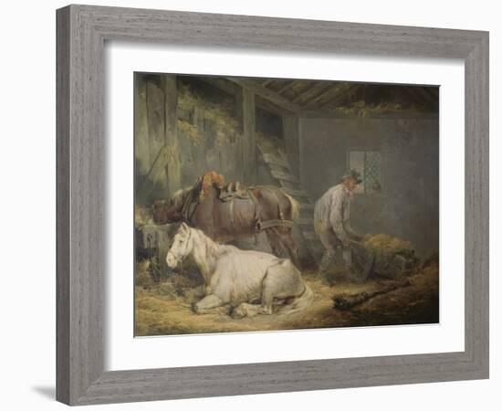 Horses in a Stable, 1791 (Oil on Canvas)-George Morland-Framed Giclee Print