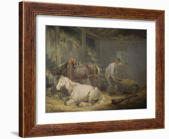 Horses in a Stable, 1791 (Oil on Canvas)-George Morland-Framed Giclee Print