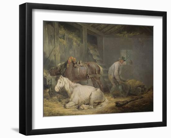 Horses in a Stable, 1791 (Oil on Canvas)-George Morland-Framed Giclee Print