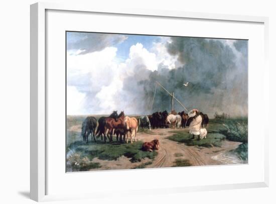 Horses in the Storm, 1862-Karoly Lotz-Framed Giclee Print