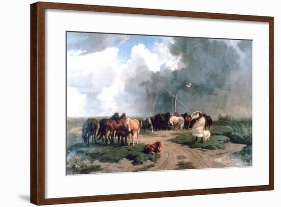 Horses in the Storm, 1862-Karoly Lotz-Framed Giclee Print