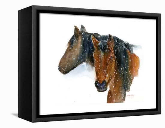 Horses in Winter, 2015-John Keeling-Framed Premier Image Canvas